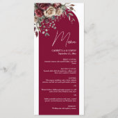 Bourgondië & Crème Rozen Elegant Boog Huwelijk Menu (Voorkant)