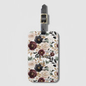 Bourgondië Crème Zwart Bloemmotief Bagagelabel (Voorkant (verticaal))