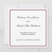 Bourgondië Damast Trouw Verlovingsaankondiging Aankondiging (Achterkant)