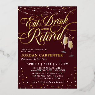 Bourgondië Eet Drink Be Retirement Party Folie Uitnodiging