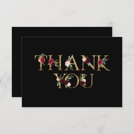 Bourgondië Elegant Bloemen Dank u Bedankkaart (Voorkant / Achterkant)
