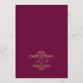Bourgondië elegante gouden lijst bruiloft menu (Achterkant)