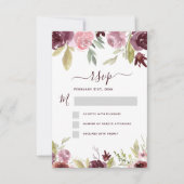 Bourgondië Elegante Moderne Bloemige Waterverf RSV Kaart (Voorkant)