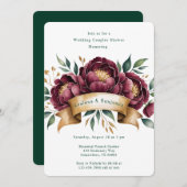 Bourgondië & Emerald Peony bruiloft koppels douche Kaart (Voorkant / Achterkant)