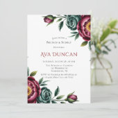 Bourgondië & Emerald Peony Winter Brunch & Bubbly Kaart (Staand voorkant)