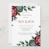 Bourgondië & Emerald Peony Winter Paren Douche Kaart (Voorkant)