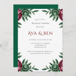 Bourgondië & Emerald Peony Winter Trouwdouche Kaart