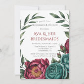 Bourgondië & Emerald Peony Winter vrijgezellenfees Kaart (Voorkant)