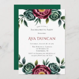 Bourgondië & Emerald Peony Winter vrijgezellenfees Kaart