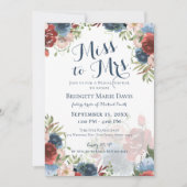 Bourgondië en blauwe bloemen Miss Mrs. Bridal Show Kaart (Voorkant)