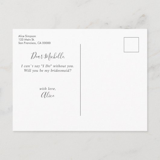 Bourgondië en blauwe bloemen: word jij mijn bruids uitnodiging briefkaart (Achterkant)