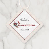 Bourgondië en Blauwe Quinceanera Dank U Bedankjes Labels (Achterkant)