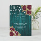 Bourgondië en Blauwgroen houten lichten Bloemen br Kaart (Staand voorkant)