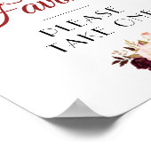 Bourgondië en blos bloemen gunsten teken poster (Hoek)