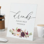 Bourgondië en blozen waterverf drinken teken reclamebord met voetstuk (Insitu)