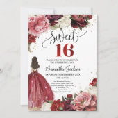 Bourgondië en blozend kastanjebloesem prinses jurk kaart (Voorkant)