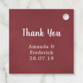 Bourgondië en blozend roze bloemrijke wijnproeveri bedankjes labels (Achterkant)