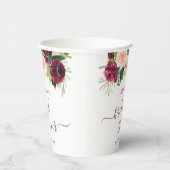 Bourgondië En Blush Bloemachtige Bruiloft Feest Papieren Bekers (Rechts)