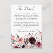 Bourgondië en Blush Bloemen Bruiloft Details Kaart (Voorkant)