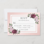 Bourgondië en Blush Bloemen Bruiloft RSVP Kaarten (Voorkant)