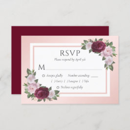 Bourgondië en Blush Bloemen Bruiloft RSVP Kaarten