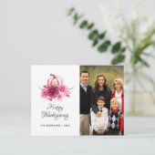 Bourgondië en Blush bloemendankzegging foto Feestdagenkaart (Staand voorkant)