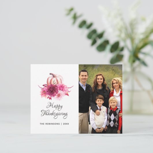 Bourgondië en Blush bloemendankzegging foto Feestdagenkaart (Staand voorkant)