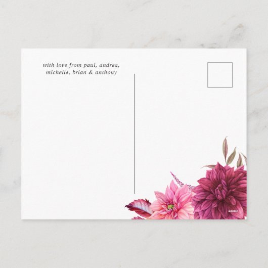 Bourgondië en Blush bloemendankzegging foto Feestdagenkaart (Achterkant)