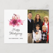 Bourgondië en Blush bloemendankzegging foto Feestdagenkaart (Voorkant)