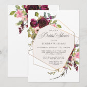 Bourgondië en Blush Boho Floral Vrijgezellenfeest Kaart (Voorkant / Achterkant)