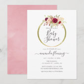 Bourgondië en Blush Boho geometrisch Baby shower Kaart (Voorkant / Achterkant)