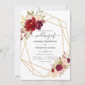 Bourgondië en Blush Boho Geometrische Trouwdag Kaart (Voorkant)