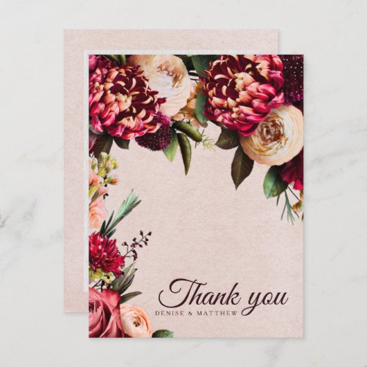 Bourgondië en Blush Briefkaart (Voorkant / Achterkant)