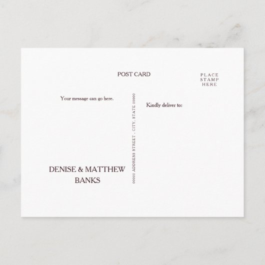 Bourgondië en Blush Dank u Briefkaart (Achterkant)