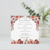 Bourgondië en Blush, Elegante bloemenbruiloft Kaart (Staand voorkant)