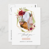 Bourgondië en Blush Geometrische Bruiloft Dank u Briefkaart (Voorkant / Achterkant)