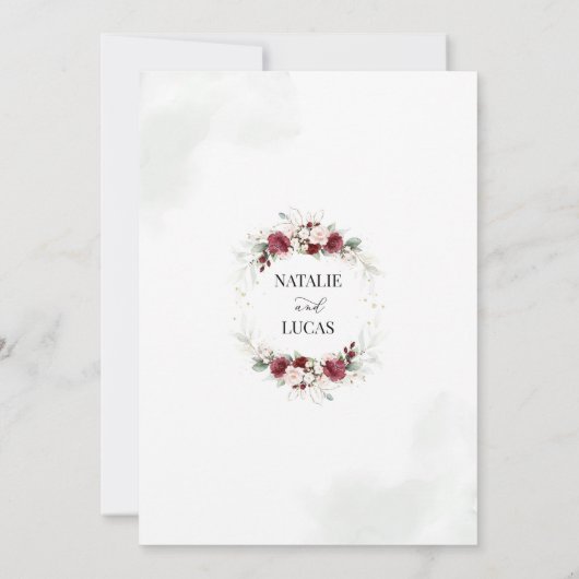 Bourgondië en Blush Geometrische bruiloft uitnodig Kaart (Achterkant)