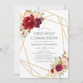 Bourgondië en Blush Geometrische Eerste Heilige Co Kaart (Voorkant)