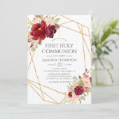 Bourgondië en Blush Geometrische Eerste Heilige Co Kaart (Staand voorkant)