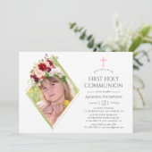 Bourgondië en Blush Geometrische Eerste Heilige Co Kaart (Staand voorkant)
