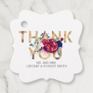 Bourgondië en Blush Pink Floral Dank u Bedankjes Labels