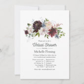 Bourgondië en Blush Pink Floral Virtual Baby showe Kaart (Voorkant)