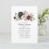 Bourgondië en Blush Pink Floral Virtual Baby showe Kaart (Staand voorkant)