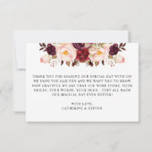 Bourgondië en Blush Roze Bloemen Botanische Bruilo Bedankkaart (Achterkant)