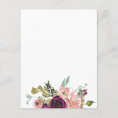 Bourgondië en Blush Roze Bloemen Bruiloft Details Informatiekaartje (Achterkant)