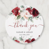 Bourgondië en Blush Roze Bloemen Trouwen Bedankt Bedankjes Labels (Voorkant)