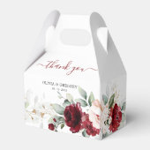 Bourgondie en Blush Roze Bloemige Bruiloft Bedankdoosjes (Voorkant Zijde)