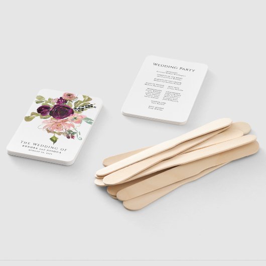 Bourgondië en Blush Roze Bruiloft Handwaaier (Niet-gemonteerd)