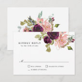 Bourgondië en Blush Roze Bruiloft RSVP (Voorkant / Achterkant)