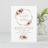 Bourgondië en Blush Roze Geometrische Bloemen Brui Kaart (Staand voorkant)